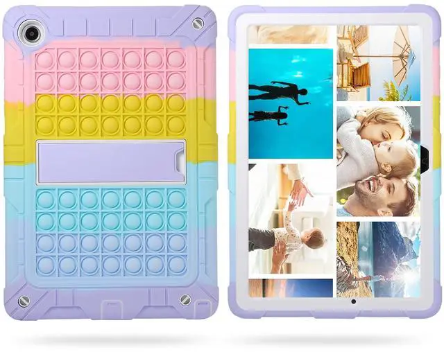 Alt view image 2 of 5 - XZC Case for Samsung Galaxy Tab A9 Plus 11'' 2023 (SM-X210/ SM-X216/ SM-X218) Heavy Duty Shockproof Protective Case Push Pop Cover with Shoulder Strap (Rainbow, A9+ Plus 11inch)