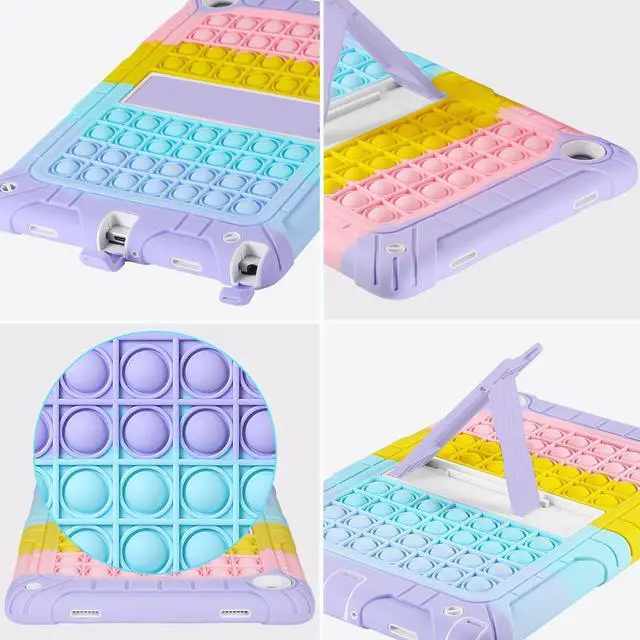 Alt view image 4 of 5 - XZC Case for Samsung Galaxy Tab A9 Plus 11'' 2023 (SM-X210/ SM-X216/ SM-X218) Heavy Duty Shockproof Protective Case Push Pop Cover with Shoulder Strap (Rainbow, A9+ Plus 11inch)