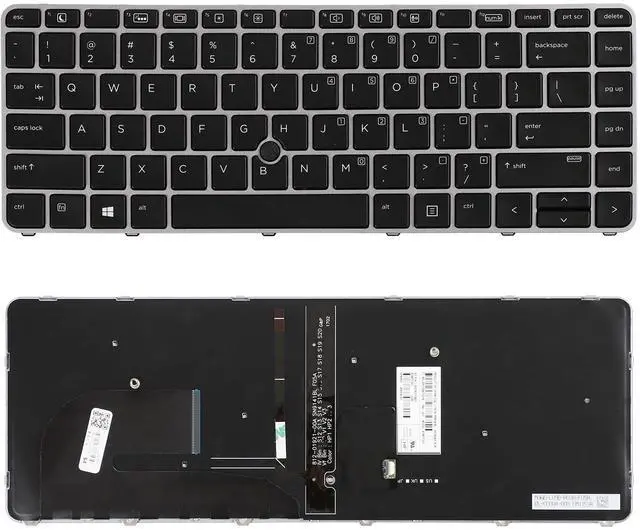 Main image of New Laptop Backlit Keyboard for HP EliteBook 840 G3 840 G4 745 G3 745 G4 848 G3, with Pointer and Backlight, Silver Frame, US Layout, P/N 901042-001 903008-001 836308-001 6037B0126901