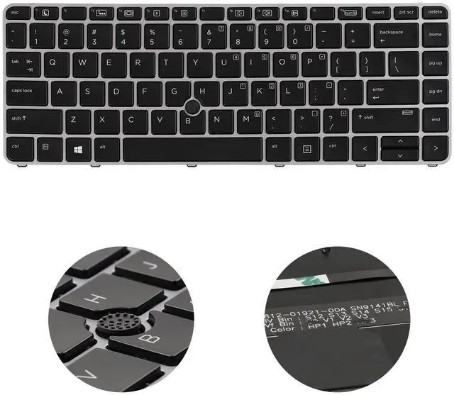 Alt view image 2 of 5 - New Laptop Backlit Keyboard for HP EliteBook 840 G3 840 G4 745 G3 745 G4 848 G3, with Pointer and Backlight, Silver Frame, US Layout, P/N 901042-001 903008-001 836308-001 6037B0126901