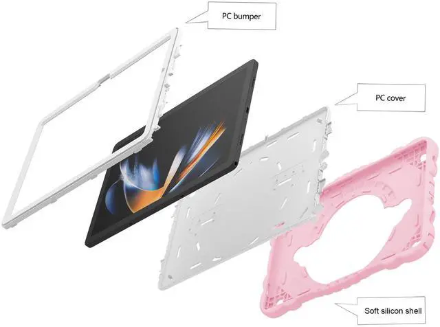 Alt view image 2 of 5 - XZC Case for Samsung Galaxy Tab A9+/ A9 Plus Case 11" 2023 (SM-X210/X216/X218), Unicorn Heavy Duty Shockproof Protective Case with Stand/Shoulder Strap for Kids Girls Women (Pink)