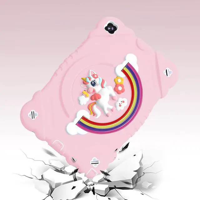 Alt view image 3 of 5 - XZC Case for Samsung Galaxy Tab A9+/ A9 Plus Case 11" 2023 (SM-X210/X216/X218), Unicorn Heavy Duty Shockproof Protective Case with Stand/Shoulder Strap for Kids Girls Women (Pink)