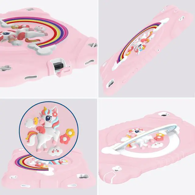 Alt view image 5 of 5 - XZC Case for Samsung Galaxy Tab A9+/ A9 Plus Case 11" 2023 (SM-X210/X216/X218), Unicorn Heavy Duty Shockproof Protective Case with Stand/Shoulder Strap for Kids Girls Women (Pink)