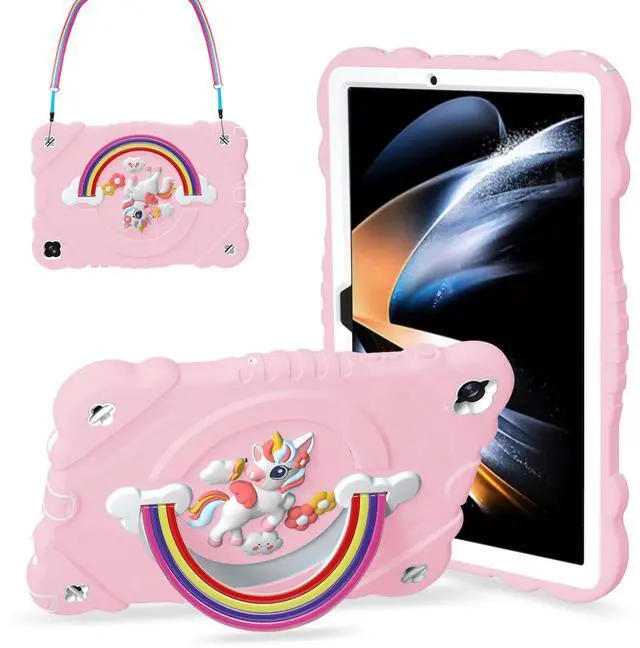 Main image of XZC Case for Samsung Galaxy Tab A9+/ A9 Plus Case 11" 2023 (SM-X210/X216/X218), Unicorn Heavy Duty Shockproof Protective Case with Stand/Shoulder Strap for Kids Girls Women (Pink)