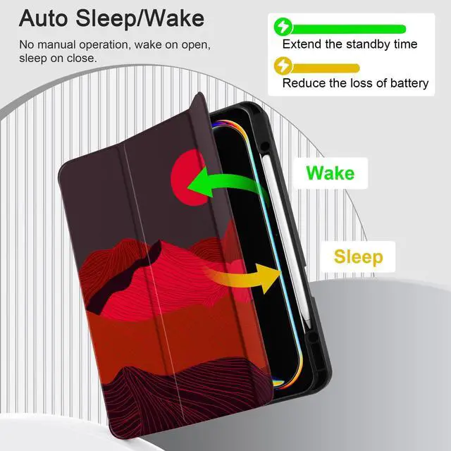 Alt view image 3 of 5 - Yebiseven Case for M4 iPad Pro 13 inch 2024 Released Model A2925/A2926/A3007, Shockproof Tablet Case with Pencil Holder & Auto Wake/Sleep & Soft TPU Back Cover, Sunset