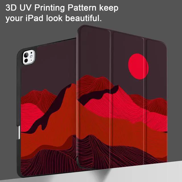 Alt view image 2 of 5 - Yebiseven Case for M4 iPad Pro 13 inch 2024 Released Model A2925/A2926/A3007, Shockproof Tablet Case with Pencil Holder & Auto Wake/Sleep & Soft TPU Back Cover, Sunset