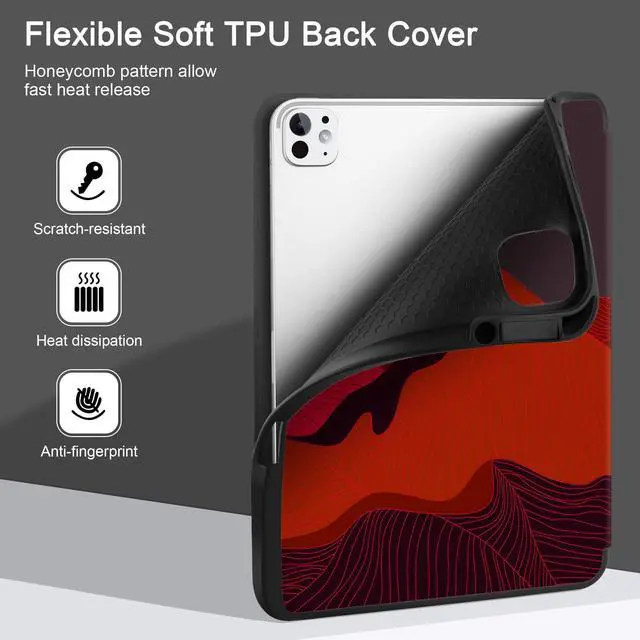 Alt view image 5 of 5 - Yebiseven Case for M4 iPad Pro 13 inch 2024 Released Model A2925/A2926/A3007, Shockproof Tablet Case with Pencil Holder & Auto Wake/Sleep & Soft TPU Back Cover, Sunset