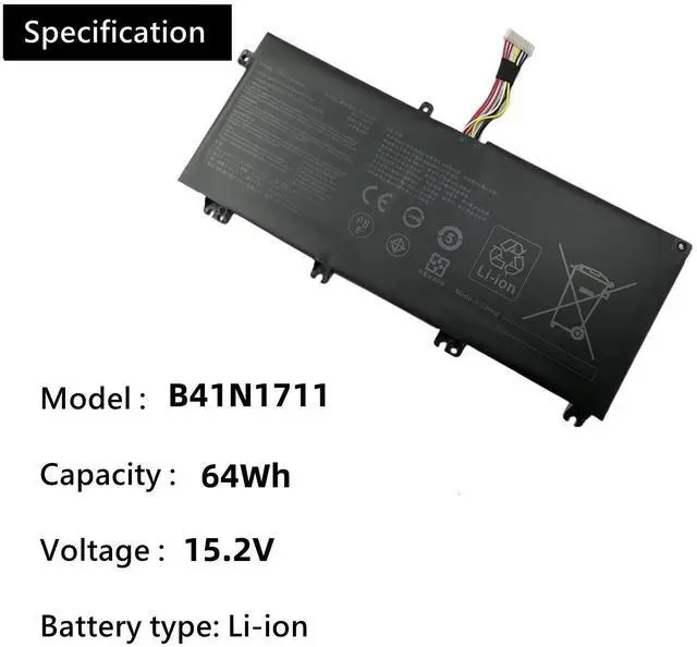 Alt view image 4 of 5 - HCSK B41N1711 New Laptop Battery compatable with Asus ROG Strix GL503VM GL503VD GL703GE GL703VD GL703VM GL503G GL503GE FX503VM FX63VD FX63VM ZX63V FX705DD FX705DY FX705GD FX705GE FX705GM Series