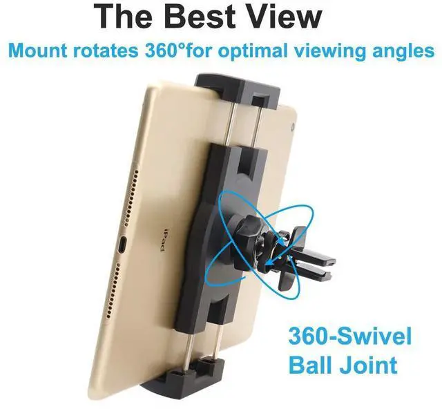 Alt view image 3 of 5 - YOOZ Vent Tablet Mount for Car [Super Stable Durable] Air Vent Car Tablet Holder Powerful Vent Clip for 4-12.9" Tablets & Phones, iPad Pro/Air/Mini, Galaxy, Lenovo, Fire, iPhone Series
