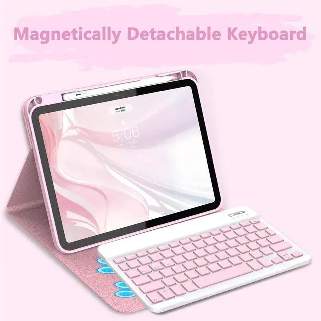 Alt view image 3 of 5 - Ynaize for iPad 11th 10th Generation Case with Keyboard - Magnetic Wireless Detachable Keyboard Case Stand Folio Cover with Pencil Holder for iPad 11 inch A16 2025 & 10th 10.9" 2022 (Light Pink)