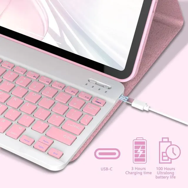 Alt view image 5 of 5 - Ynaize for iPad 11th 10th Generation Case with Keyboard - Magnetic Wireless Detachable Keyboard Case Stand Folio Cover with Pencil Holder for iPad 11 inch A16 2025 & 10th 10.9" 2022 (Light Pink)