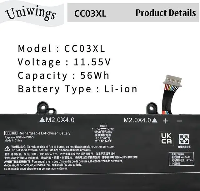 Alt view image 4 of 5 - HCSK CC03XL Battery Compatible with HP EliteBook 850 G7 G8 EliteBook 855 G7 G8 ZBook Firefly 15 G7 G8 Serie