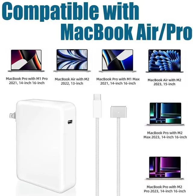 Alt view image 3 of 5 - 140W Charger Replacement for MacBook Pro 13,14,16 inch 2023,2022, 2021(M1 M2), Mac Book Air 15,13 inch 2022 2023(M1 M2),Include 6.6ft USB c to Magnetic 3 Braided Cable/1
