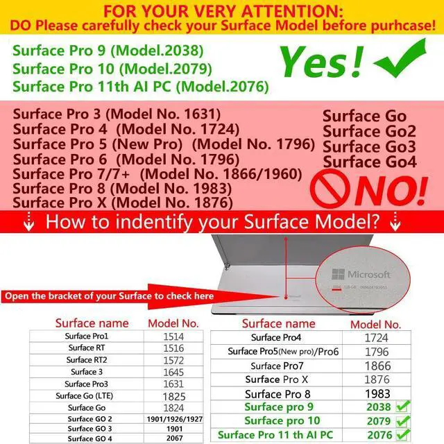 Alt view image 2 of 5 - xisiciao Protective Case for Microsoft Surface Pro 9/10/ 11th Edition AI PC 2024 13" Shell Compatible with Keyboard Cover Ultral Thin & Light Heat Dissipation Design (Green)
