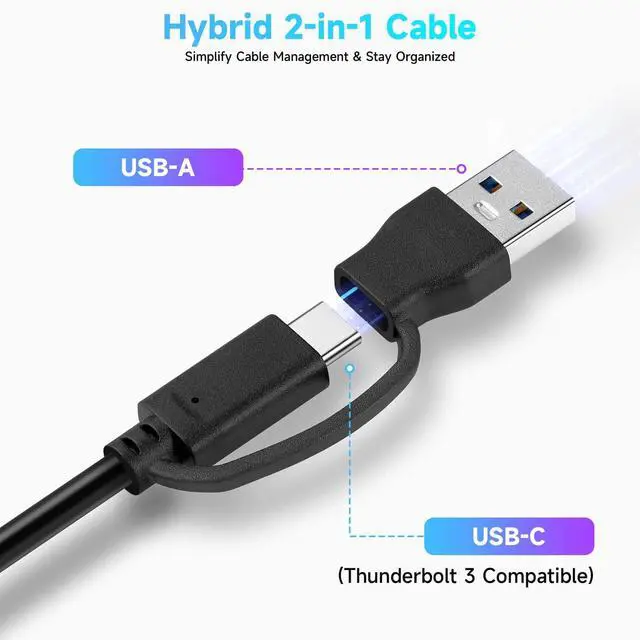 Alt view image 5 of 5 - USB to Ethernet Adapter, RSHTECH USB 3.2 Gen 2 Hub with RJ45 Gigabit Ethernet, 10Gbps USB-C and 2 USB-A Data Ports, Aluminum USB Type C to LAN Network Adapter Splitter for Laptop and PC, RSH-ST310