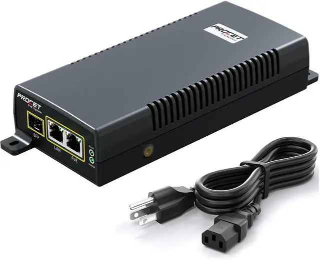 Main image of PROCET Gigabit SFP Fiber PoE Injector up to 60W, Uplink PoE++ Power Injector IEEE802.3af/at Standard Compliance with Surge Protection, Wide Temp -40 to 131 for PTZ Camera, Wireless Access Point