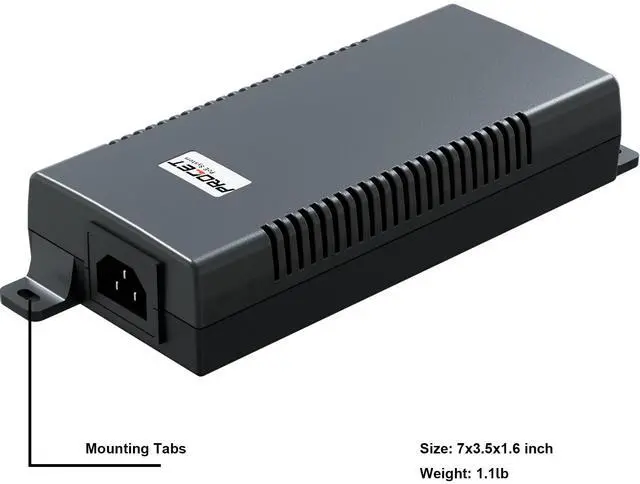 Alt view image 5 of 5 - PROCET Gigabit SFP Fiber PoE Injector up to 60W, Uplink PoE++ Power Injector IEEE802.3af/at Standard Compliance with Surge Protection, Wide Temp -40 to 131 for PTZ Camera, Wireless Access Point