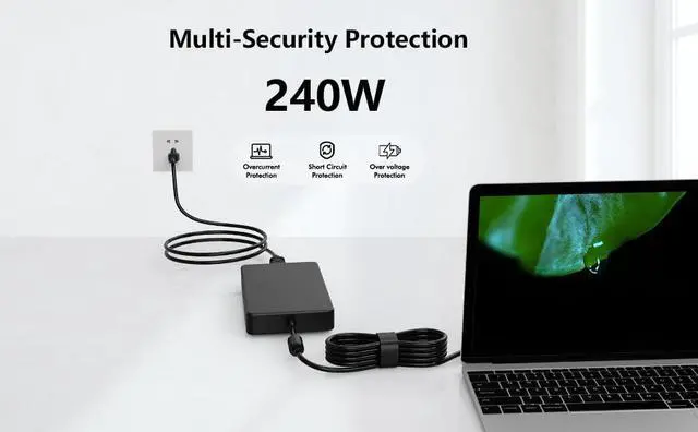 Alt view image 2 of 5 - Slim 240W Laptops Charger for Dell Alienware 15 17 M17x M18x R3 R4 R5 m15 g3 g5 g7 Precision M6800 M6700 M6600 M6500 GA240PE1-00 Laptop g15 5511 5520 Power Supply Adapter