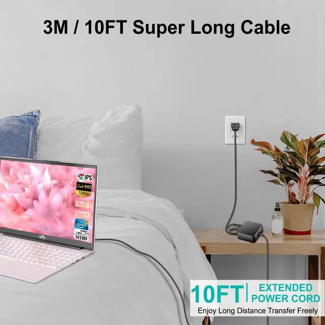 Alt view image 3 of 5 - HKY 65W USB C Charger Fit for Nimo N151 N151S N152 N153 N154 15.6" N171 N171S 17.3" FHD Laptop Notebook PC & Peloton Bike+ Plus PL-02 PLTN-TTR01 FSP065-APDC8R01 USB Type-C Power Adapter Cable
