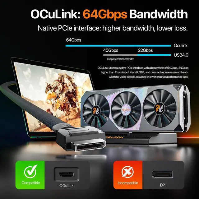 Alt view image 4 of 5 - PELADN S-2 External GPU Dock Station, Support ATX Standard Power Supplies, Oculink Interface Graphics Dock Station