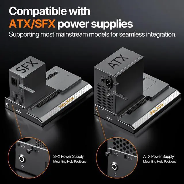 Alt view image 5 of 5 - PELADN S-2 External GPU Dock Station, Support ATX Standard Power Supplies, Oculink Interface Graphics Dock Station