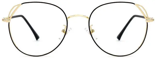 Main image of Zeelool Unisex Classic Metal Round Blue Light Blocking Glasses Eyewear with Anti-Reflective Coating Ester ZDX052460-04 Black-Gold