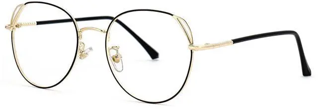 Alt view image 2 of 5 - Zeelool Unisex Classic Metal Round Blue Light Blocking Glasses Eyewear with Anti-Reflective Coating Ester ZDX052460-04 Black-Gold