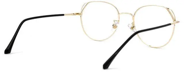 Alt view image 5 of 5 - Zeelool Unisex Classic Metal Round Blue Light Blocking Glasses Eyewear with Anti-Reflective Coating Ester ZDX052460-04 Black-Gold
