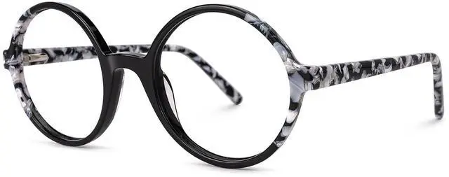 Main image of Zeelool Retro Thick Round Blue Light Blocking Glasses for Women Men ZJGA675803-01B Black-white