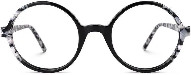 Alt view image 2 of 5 - Zeelool Retro Thick Round Blue Light Blocking Glasses for Women Men ZJGA675803-01B Black-white