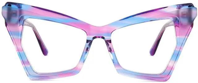 Main image of Zeelool Blue Light Blocking Glasses, Acetate Butterfly Glasses Frame for Women Eyeglasses with Clear Lenses Anti Eyestrain & UV from Computer/TV/Phone ZJGA182714-02B Blue-Purple