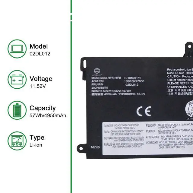 Alt view image 2 of 5 - JIAZIJIA 02DL012 L18M3P71 SB10K97650 Battery Replacement for Lenovo ThinkPad T15 T590 P53S P15S Series 02DL011 L18L3P71 SB10K97649 L20D3P71 SB10T83156 SB10T83157 SB10W51924 SB10W51930 SB10W51931