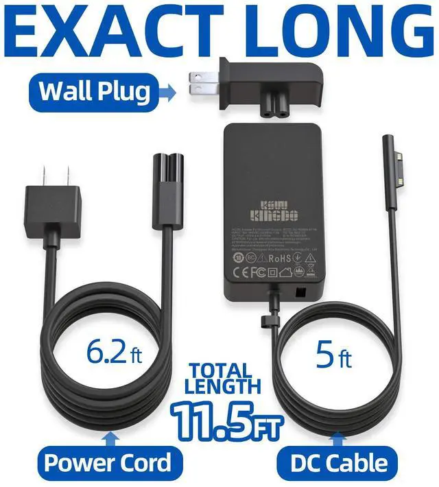 Alt view image 5 of 5 - Surface Pro Surface Laptop Charger,65W Power Supply Adapter[Updated] for Microsoft Surface Pro 9/8/X/7+/7/6/5/4/3,Surface Laptop 5/Studio/4/3/2/1,Surface Book,Surface Go 3/2/1.Support 44W,36W,LED,Case