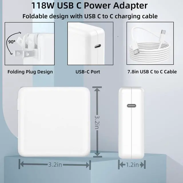 Alt view image 5 of 5 - Xliwo USB-C charger118W Compatible MacBook Air Charger Pro 16-inch Notebook Power Adaptor 6.6ft USB-C to C Charge Cable