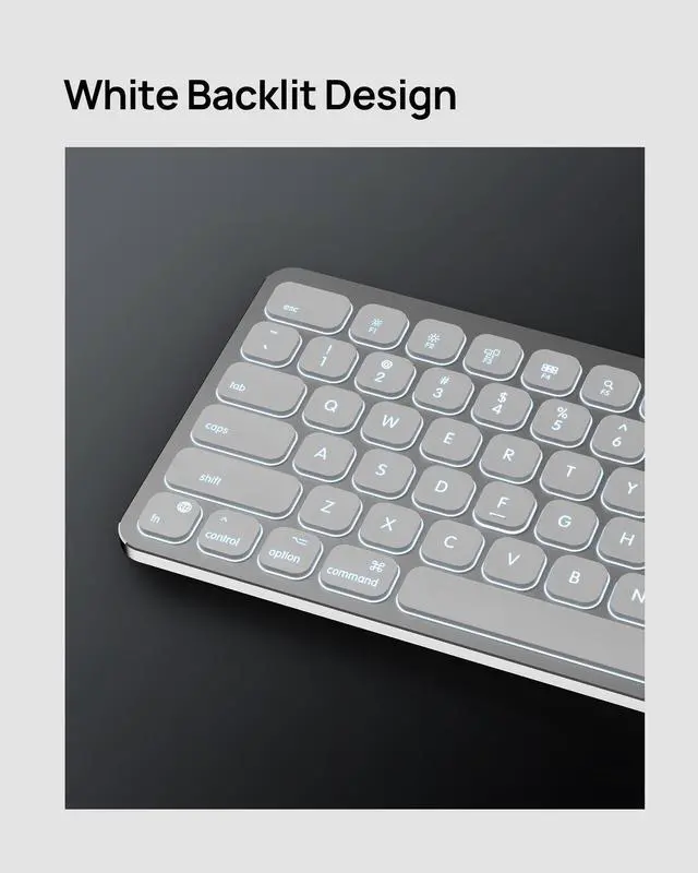Alt view image 5 of 5 - SODI Wireless Keyboard for Mac with Numeric Keypad, Aluminum Bluetooth Keyboard, Backlit, Rechargeable, Full Size Multimedia Keys Work with MacBook Pro/Air, iMac, iPad, iPhone, US English, Silver