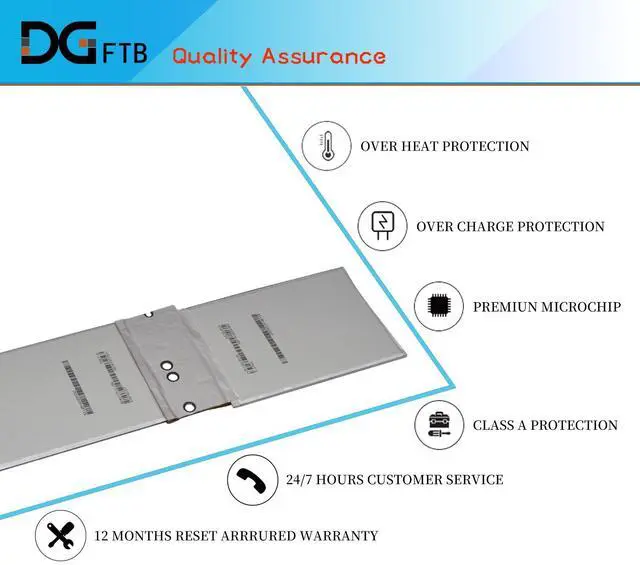 Alt view image 4 of 5 - DGTEC G3HTA044H G3HTA020H DAK822470K Laptop Battery Replacement for Microsoft Surface Book 1 1703 1704 1705 CR7CR7 CR7-00005 CR7-00007 Book 2 13.5IN 128GB 256GB 512GB 1TB 2-in-1 (7.5V 2387mhA/18.0Wh)