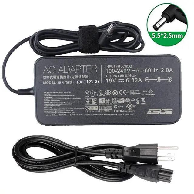 Alt view image 2 of 5 - 120W AC Adapter Charger for Asus ROG GL502 GL551J GL552VW GL553V GL752VW GL753VE N750 N550JK N550JX ZX53VW FX53VD N53 G56JK N56JR N56JN Q550LF PA-1121-28 A15-120P1A Power Supply Cord