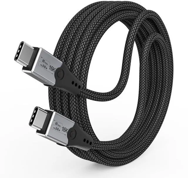 Main image of HOTUTUKI 6.6ft USB-C to USB-C Monitor Cable - 80Gbps Data Transfer, Dual 8K HD Display, 240W Charging, Compatible with Thunderbolt 5/4/3