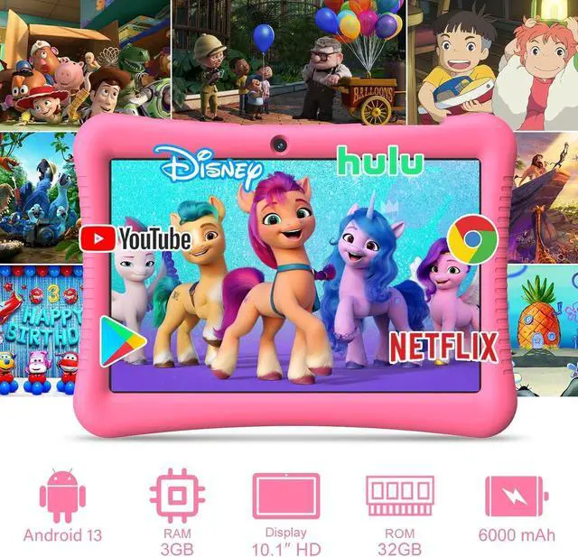 Alt view image 2 of 5 - Fivahiva Kids Tablet,10.1 inch Android 13 Tablet for Kids, 32GB (Expandable to 128GB), Quad-core, Google Kids Space, Parental Control, YouTube Kids, GMS, Pre-Installed Apps, with Shockproof Case