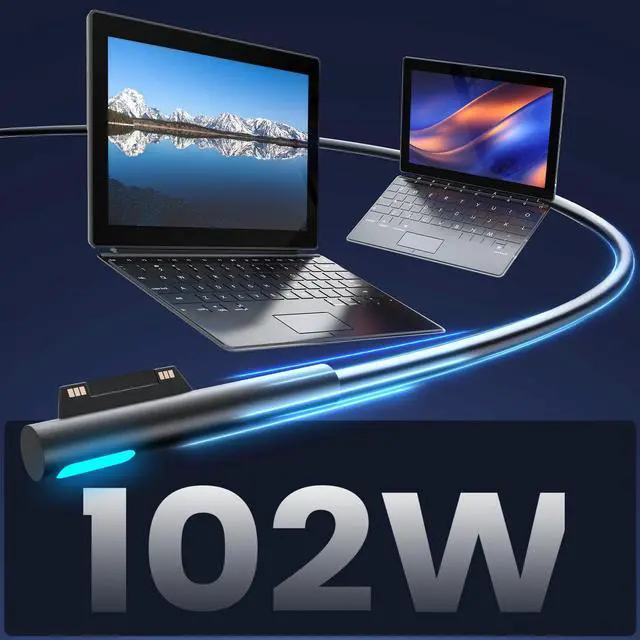 Alt view image 2 of 5 - 102W Surface Book 2 Charger - Fast Charging with USB Port for Surface Book 1, Book 2, Microsoft Surface Pro 3-9, Windows Surface Laptop 1-6, Surface Go Series