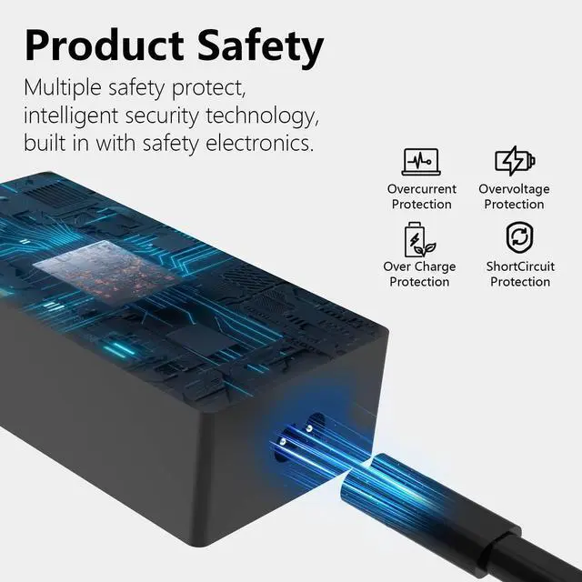 Alt view image 4 of 5 - 65W Surface Pro Charger for Original Microsoft Surface Pro 9,8,7,6,5,4, 3,Surface pro X 1796 1769 1800 Laptop Adapter Power Cord