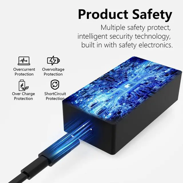 Alt view image 5 of 5 - 65W Surface Pro Charger for Original Microsoft Surface Pro 9,8,7,6,5,4, 3,Surface pro X 1796 1769 1800 Laptop Adapter Power Cord