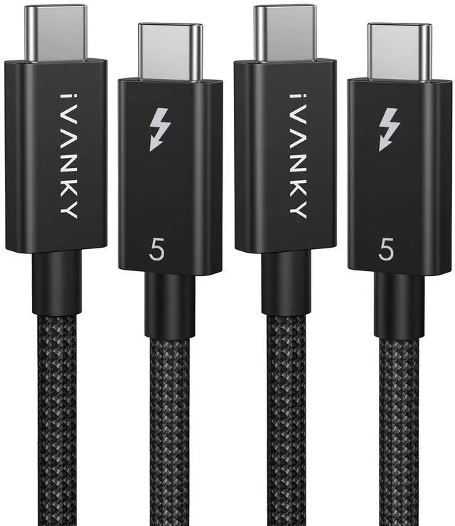 Main image of IVANKY Intel Certified Thunderbolt 5 Cable 2Pack 3.3ft, 120Gbps Bandwidth, Support 16K/Dual 8K, 240W, Premium USB to USB Cable, Compatible for Thunderbolt 4/5,SSD,Monitor,MacBook M4-3.3FT, 2Pack