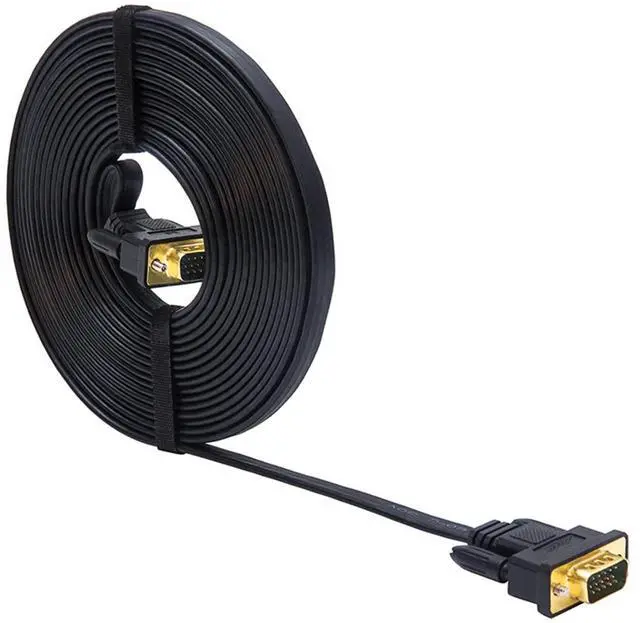 Alt view image 2 of 5 - DTech VGA to VGA Cable 50ft Long Thin Flat 15 Pin Computer Monitor Cord Male to Male SVGA Wire (50 Feet, Black)