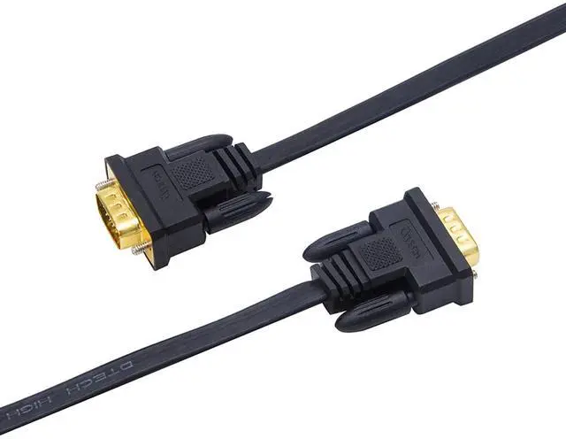 Alt view image 5 of 5 - DTech VGA to VGA Cable 50ft Long Thin Flat 15 Pin Computer Monitor Cord Male to Male SVGA Wire (50 Feet, Black)