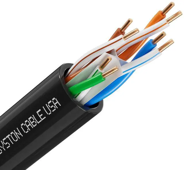 Main image of Syston Cable Technology Cat 6A+ Ethernet Network Cable,700MHz 23AWG Solid Bare Copper Wire Outdoor/Indoor, No Ends 100/250/500/1000 Ft Available, Heat Resistant Riser Rated (500 FT, CMR, Black-CMR)