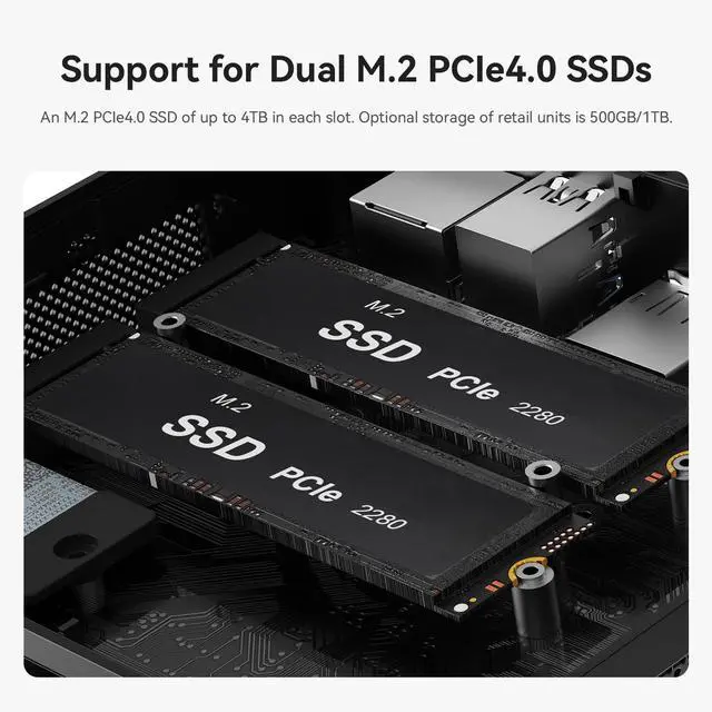 Alt view image 3 of 5 - Beelink Mini PC SER5 MAX Mini PC Ryzen 7 6800U 8C 16T (2.7~4.7GHz) 24GB LPDDR5 500GB NVME SSD/WiFi 6/BT 5.2/Typc 3.0+HDMI+DP 4K@60Hz 3 Screen Output, Support M.2 2280 Dual PCIe 4.0