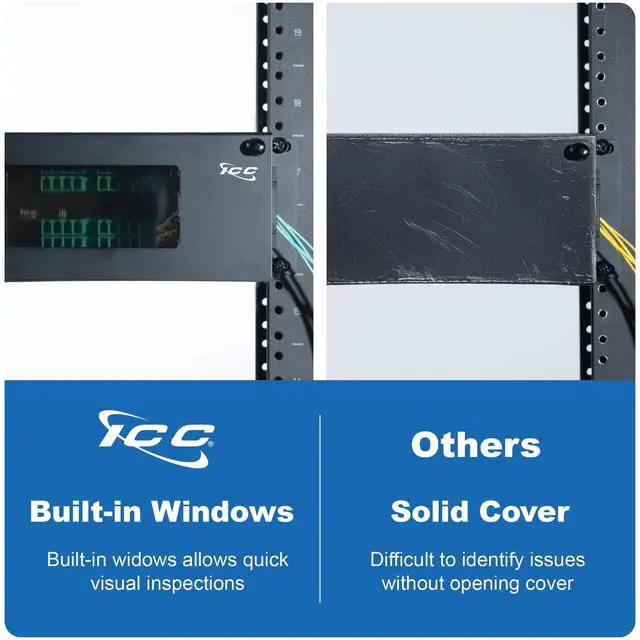 Alt view image 3 of 5 - ICC 2U Fiber Optic Rack Mount Enclosure - 6 Slots for LGX Compatible Adapter Panels or Cassettes, Supports up to 144 Fibers, Fits 19-Inch Racks, Secure Fiber Management Solution, ICFORE62RM