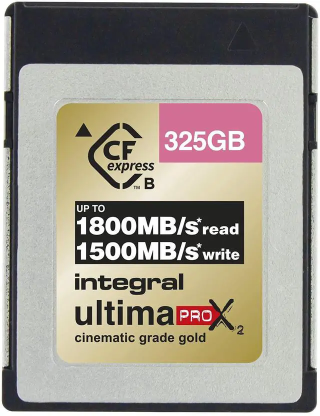 Main image of Integral 325GB CFexpress Memory Card Type B 2.0 12K & 8K RAW and 8K 120 Designed Advanced Cinematic and DSLR Cameras That Require A High Sustained Write Speed of A Minimum 1500MB/s
