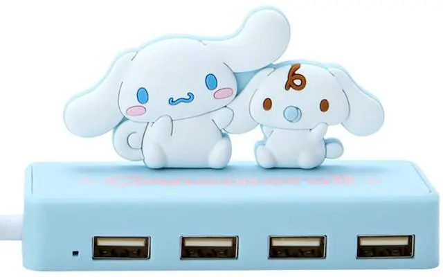Alt view image 2 of 3 - Sanrio Slim USB Hub - Cinnamoroll Character, 2.4 x 3.7 inches (6 x 9.5 x 3 cm), 4 Ports, 480 Mbps Data Transfer Rate